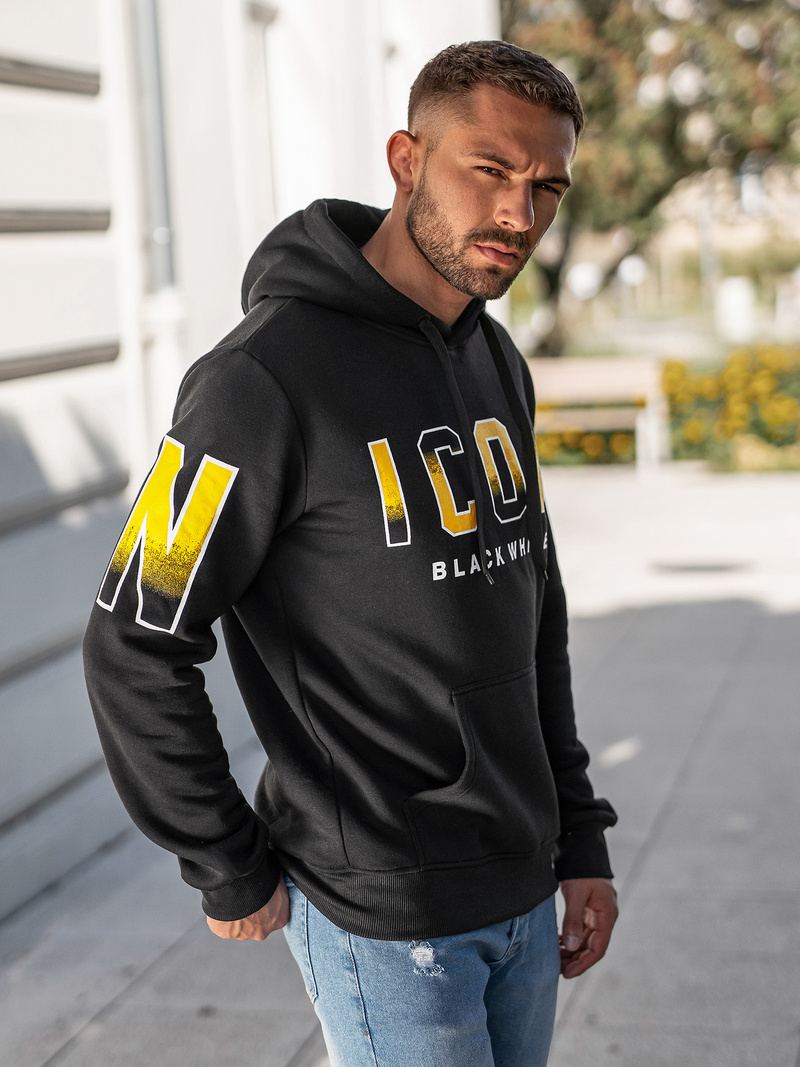 Muška dukserica s kapuljačom crna OZONEE JS/8B1739/3