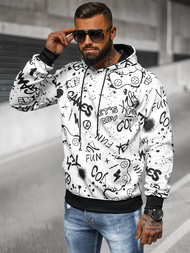 Muška dukserica s kapuljačom bijela OZONEE JS/8B1227/1