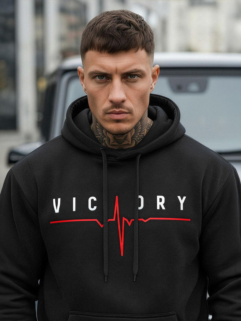 Muška dukserica s kapuljačom crna OZONEE JS/8B1757/3