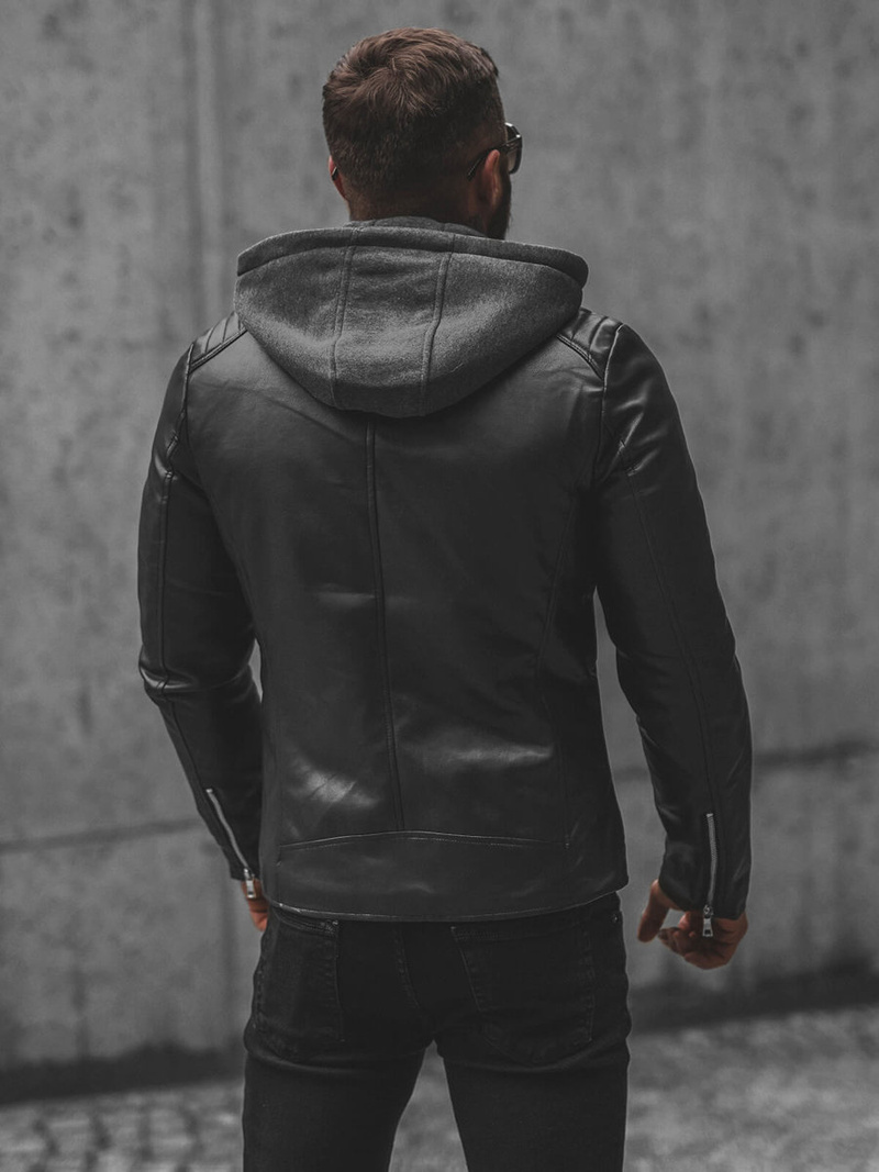 Muška kožna jakna crna OZONEE JS/11Z8012Z