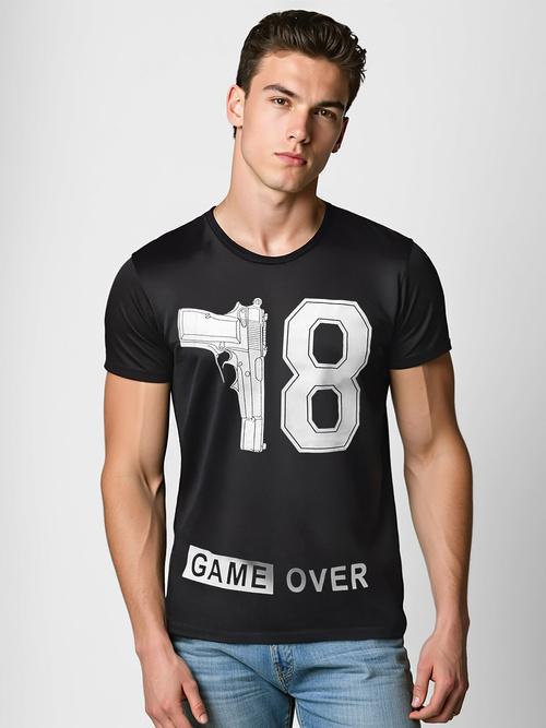  Muška majica crna OZONEE O/T123/3Z