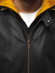 Muška kožna jakna crno-žuta OZONEE N/6132Z