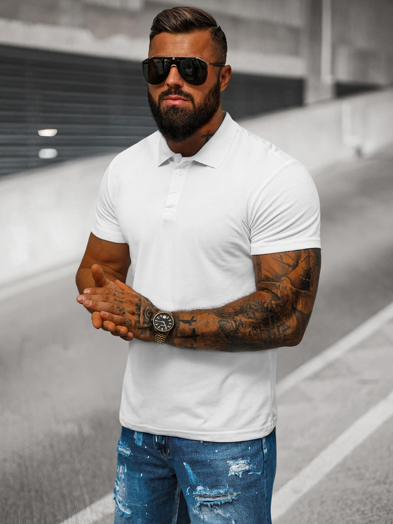 Muška polo majica bijela OZONEE JS/8T80/1Z