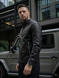 Muška kožna jakna crna OZONEE JS/11Z8021