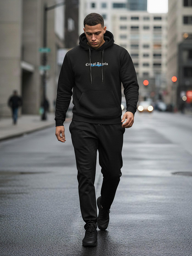 Muška dukserica s kapuljačom crna JS/21B1901/3