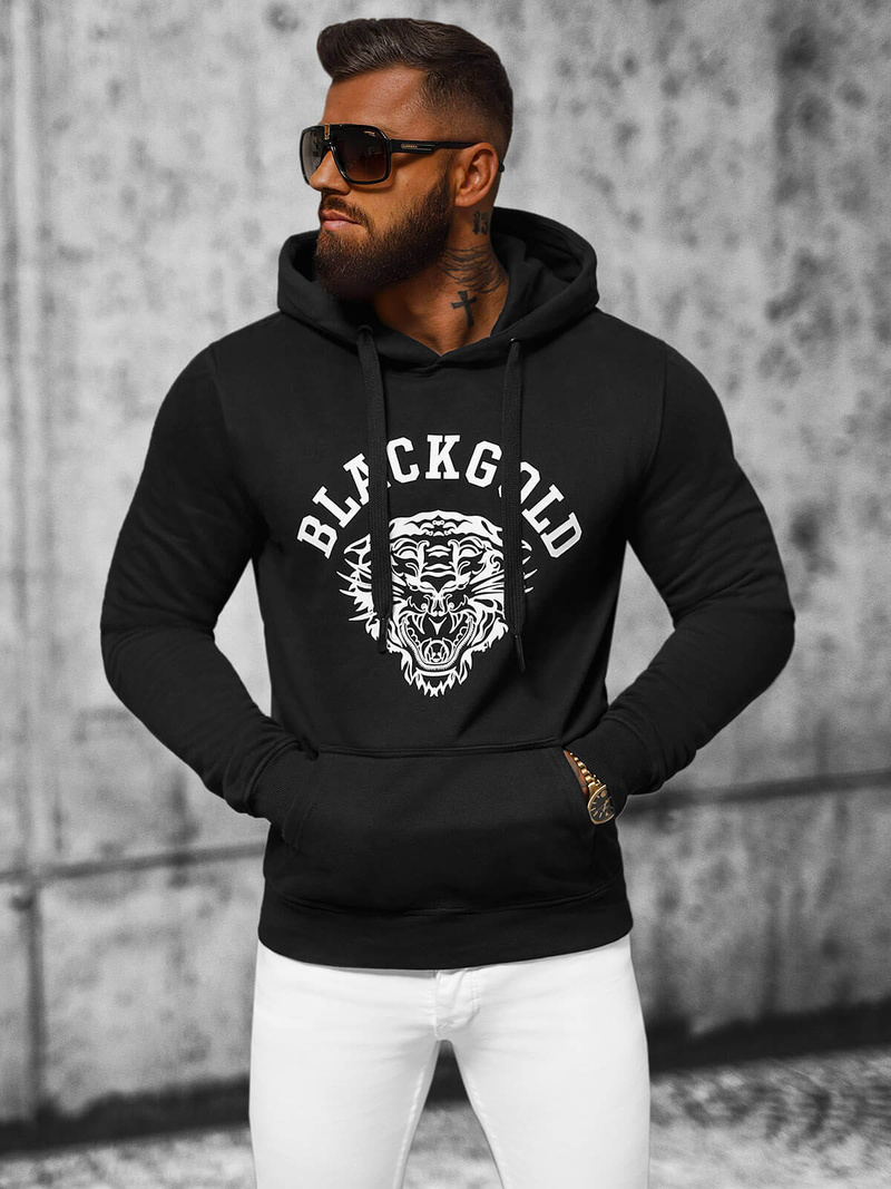 Muška dukserica s kapuljačom crna OZONEE NB/MF2007