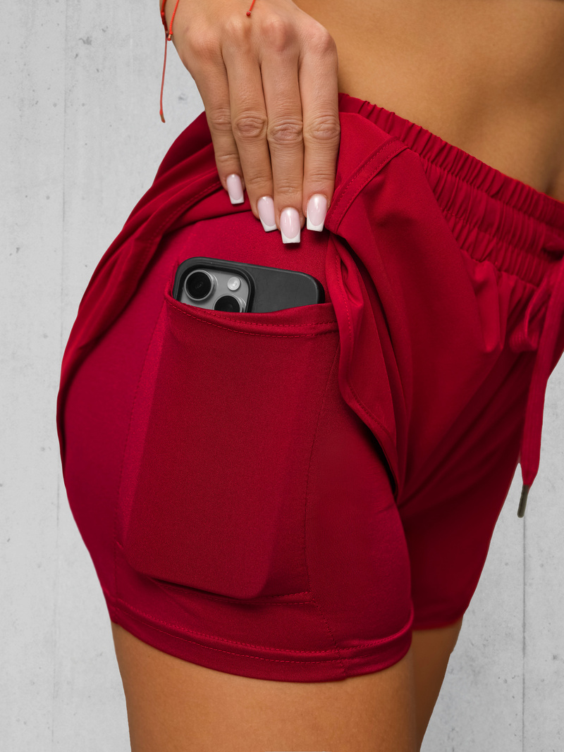 Ženske sportske kratke hlače tamno-crvene OZONEE JS/XY24015S