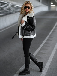 Ženska Kožna Jakna Crno-Bijela OZONEE JS/11Z8177Z