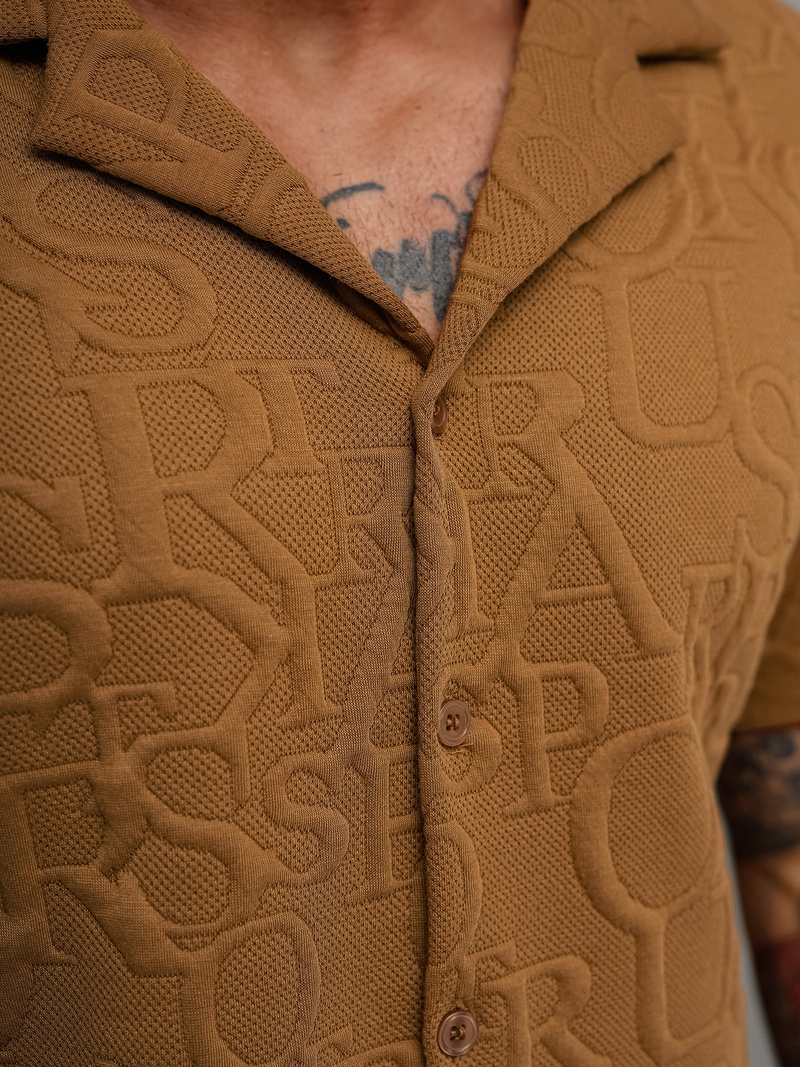 Muška košulja kratkih rukava smeđa OZONEE O/B2256