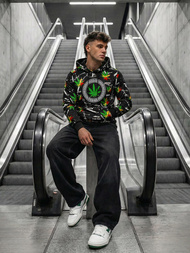 Muška dukserica s kapuljačom crna OZONEE O/B269Z