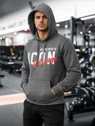 Muška dukserica s kapuljačom grafitna OZONEE JS/8B1736/5