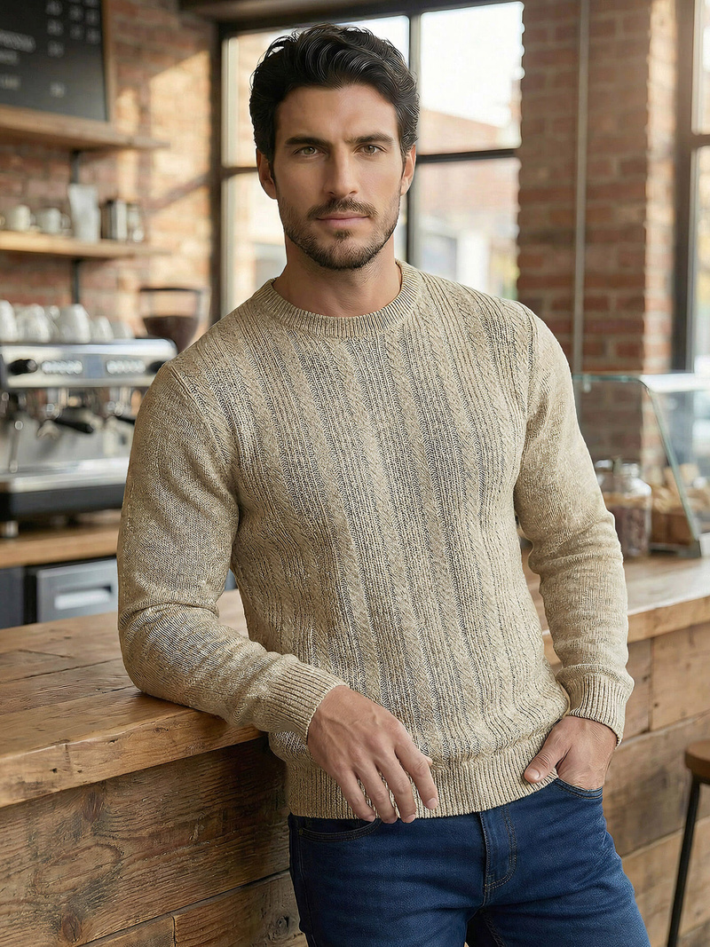 Muški džemper bež OZONEE JS/59B3608/155