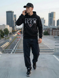 Muška dukserica s kapuljačom crna OZONEE JS/8B1737/3Z