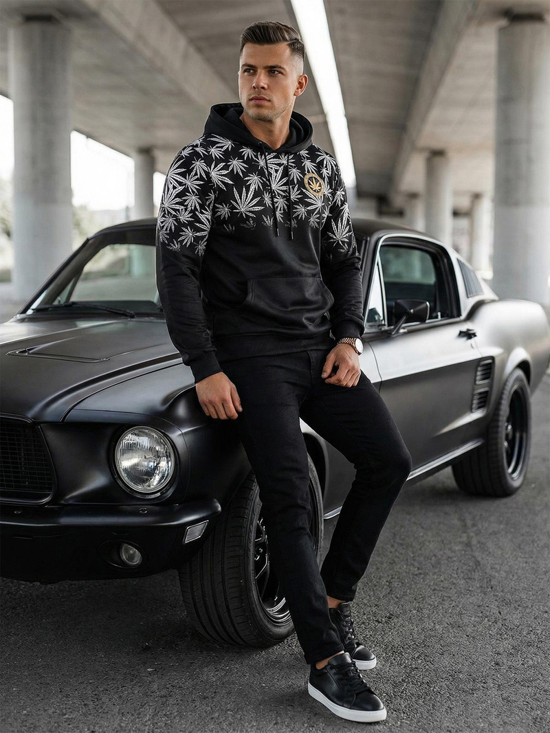 Muška dukserica s kapuljačom crna OZONEE O/B272Z