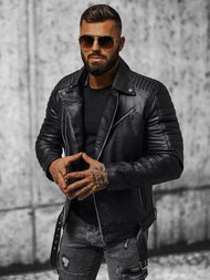 Muška kožna jakna crna OZONEE JS/11Z8005Z