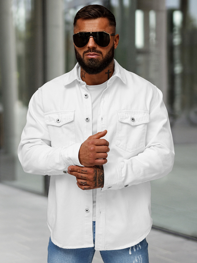 Muška traper košulja bijela OZONEE L/CA777/2