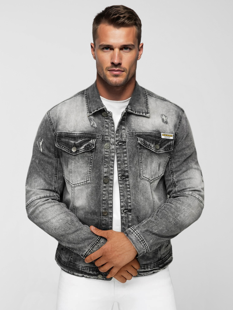 Muška traper jakna crna OZONEE NB/MJ529NZ