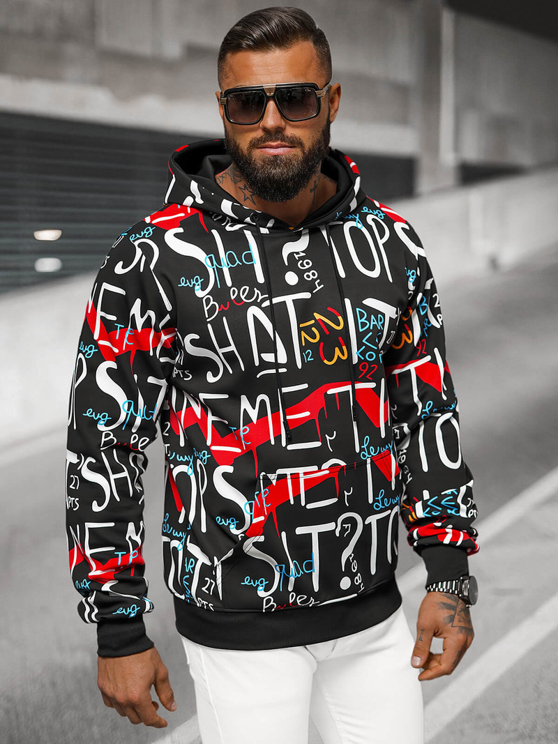 Muška dukserica s kapuljačom crna OZONEE JS/8B1233/3