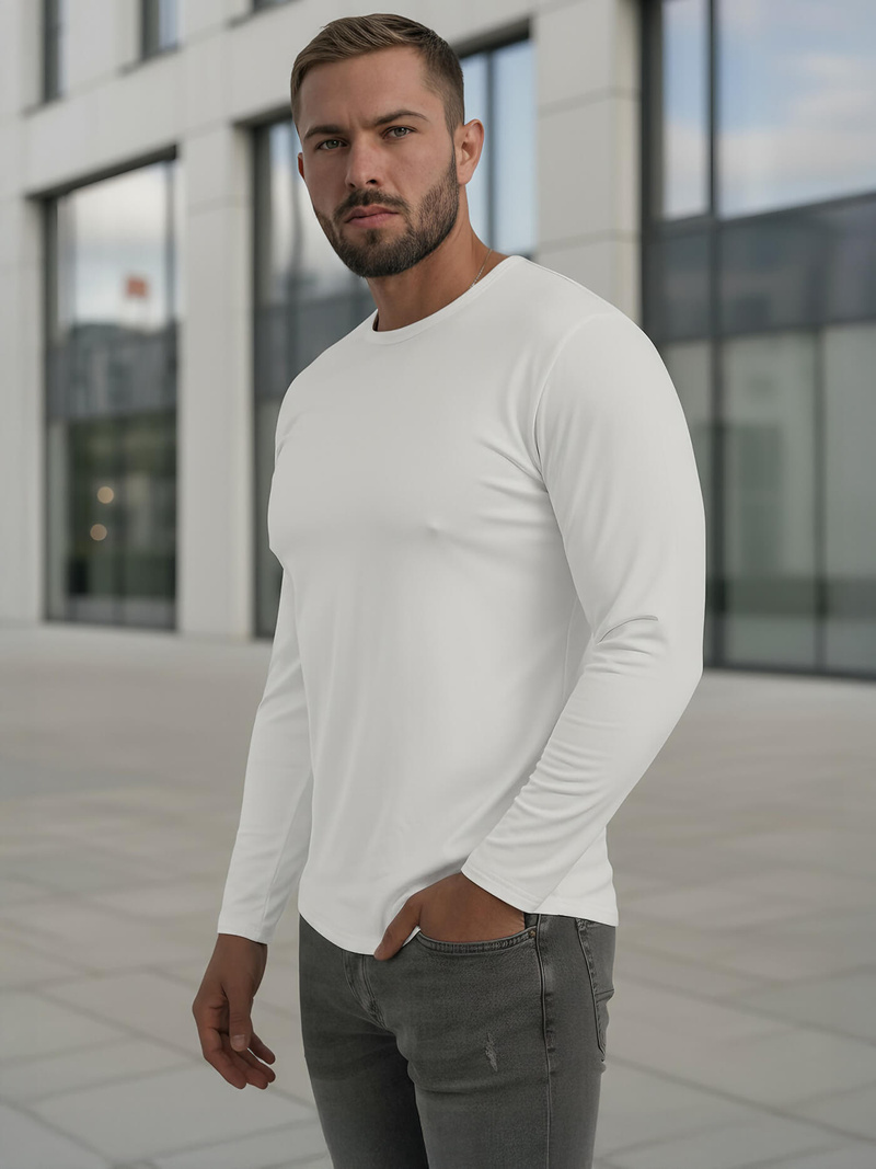 Muška majica dugi rukav bijela OZONEE JS/DB71/2