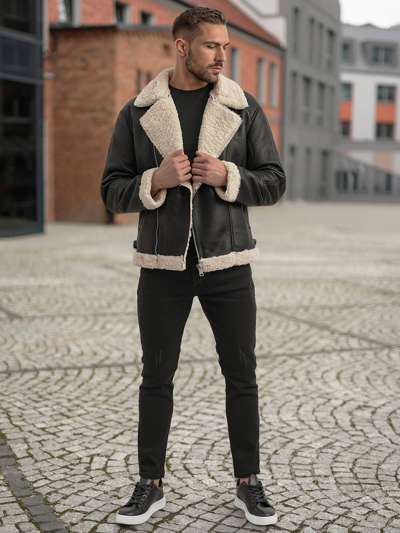 Muška kožna jakna crna OZONEE JS/11Z8273