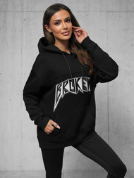 Dukserica s kapuljačom crna OZONEE O/SWE23019Z