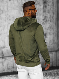 Muška od velura dukserica s kapuljačom kaki OZONEE JS/8B1168/29