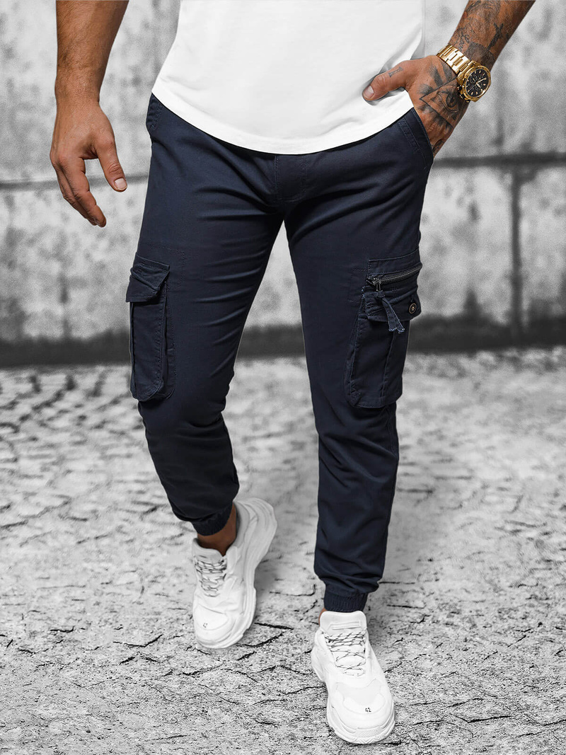 Muške chino jogger hlače modre OZONEE NB/MP0201BS
