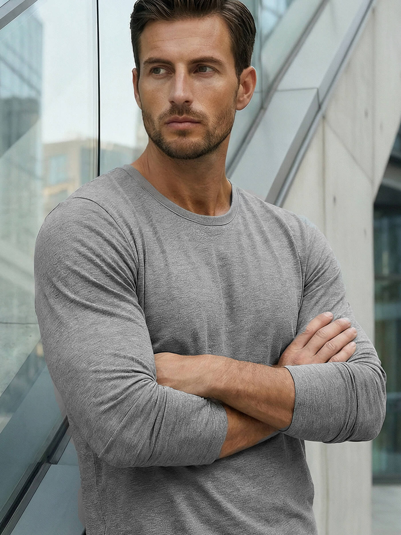 Muška majica dugi rukav grafitna OZONEE JS/2088Z