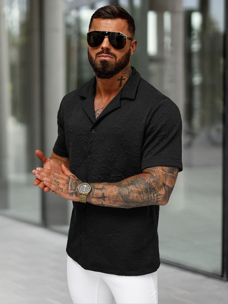 Muška košulja kratkih rukava crna OZONEE O/B2258