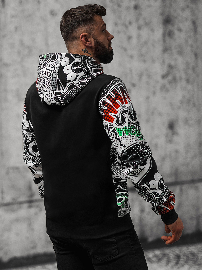 Muška dukserica s kapuljačom crna OZONEE O/B270