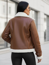 Ženska Kožna Jakna Smeđa OZONEE JS/11Z8177Z