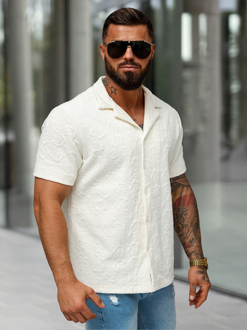 Muška košulja kratkih rukava ecru OZONEE O/B2258