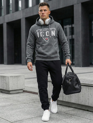 Muška dukserica s kapuljačom grafitna OZONEE JS/8B1737/5