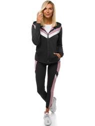 Dvodijelni set trenerke crno-svijetlo ružičasta OZONEE JS/YW06005/1/16