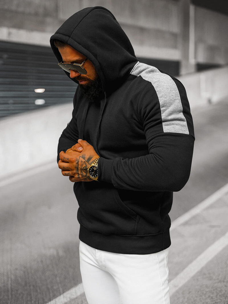 Muška dukserica s kapuljačom crna OZONEE JS/8B1311/3