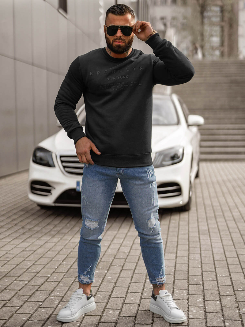 Muška dukserica crna OZONEE JS/8B1360/3