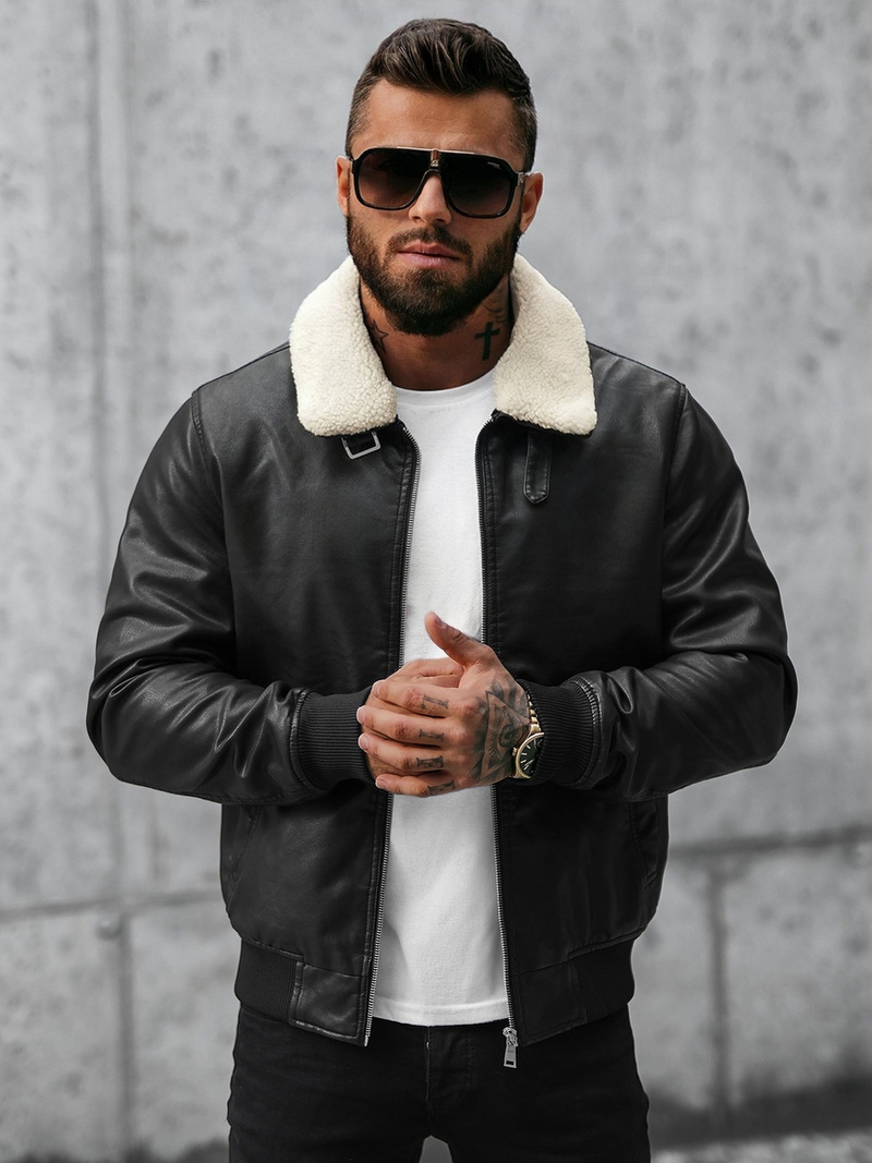 Muška kožna jakna crna OZONEE JB/JP1178Z