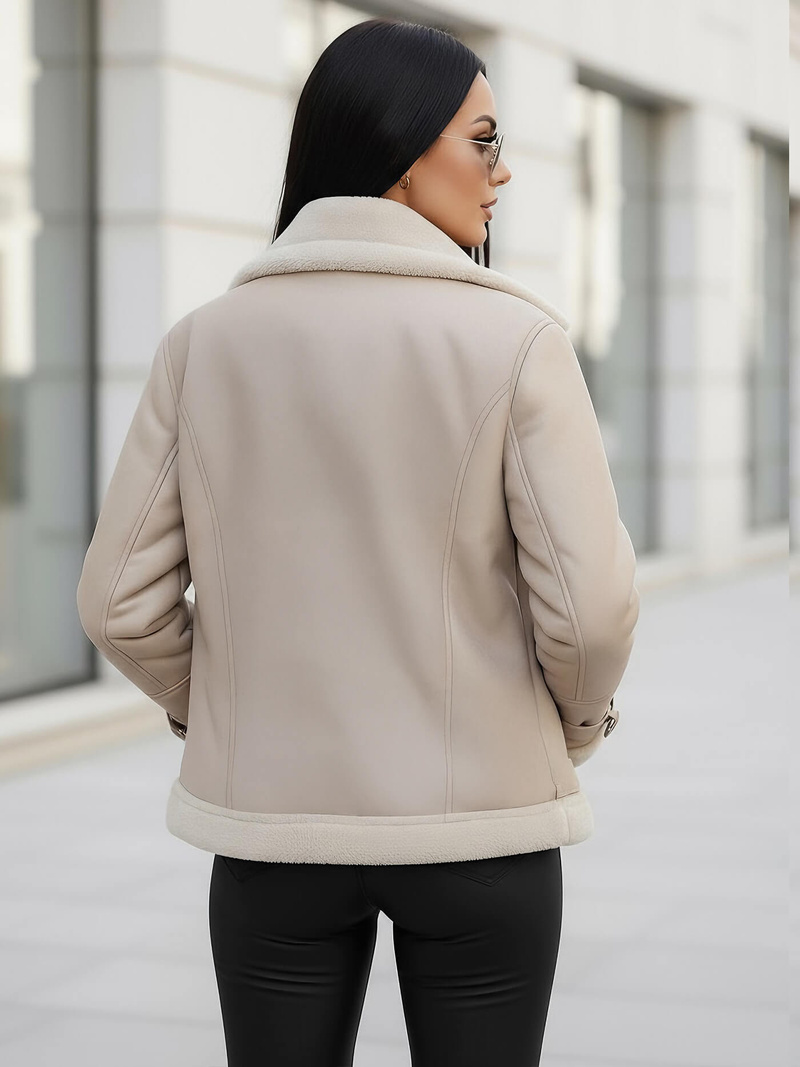 Ženska Kožna Jakna Bež OZONEE JS/11Z8177Z