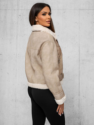 Ženska Kožna Jakna Bež OZONEE O/81331Z