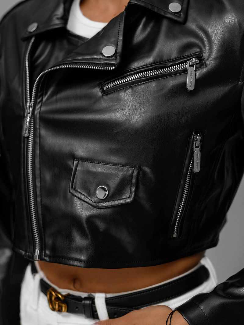 Ženska Kožna Jakna Crna OZONEE JS/11Z8189Z