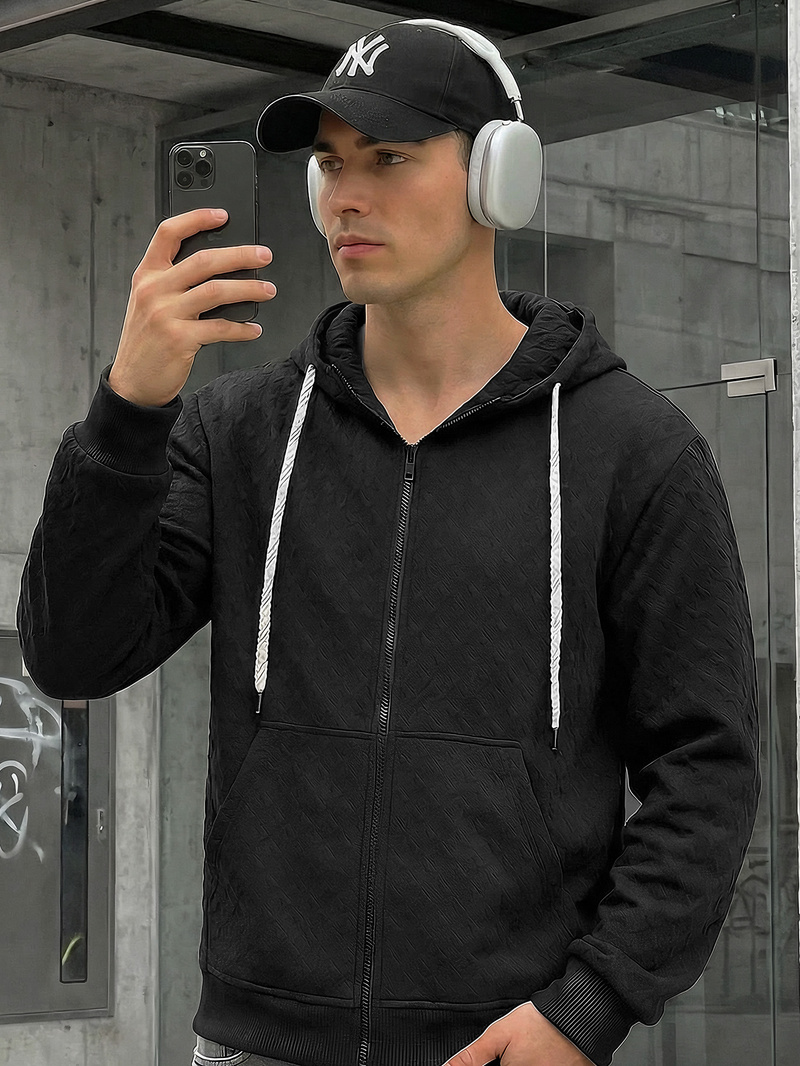 Muška dukserica s kapuljačom crna OZONEE O/G3066