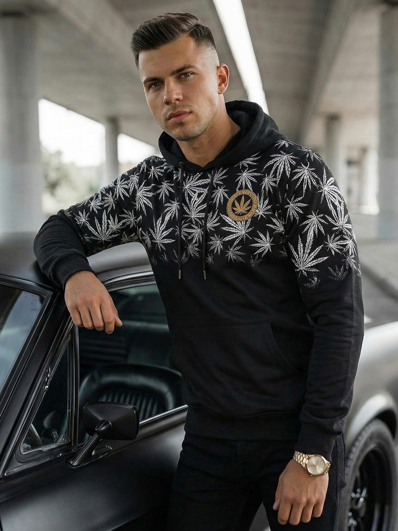 Muška dukserica s kapuljačom crna OZONEE O/B272Z