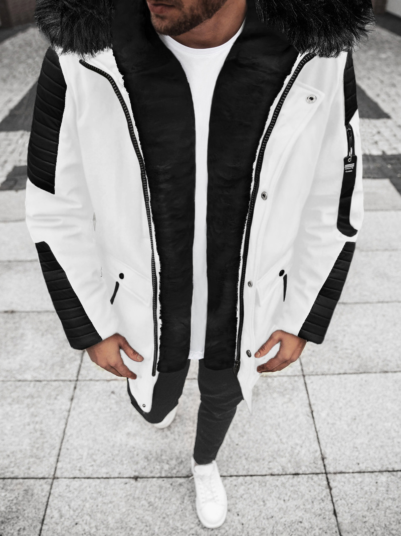 Muška parka jakna bijelo-crna OZONEE O/5832/22