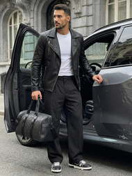 Muška kožna jakna crna OZONEE JS/11Z8067Z