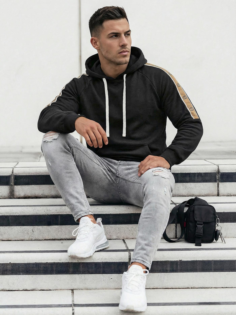 Muška dukserica s kapuljačom crna OZONEE JS/8B1730/3Z