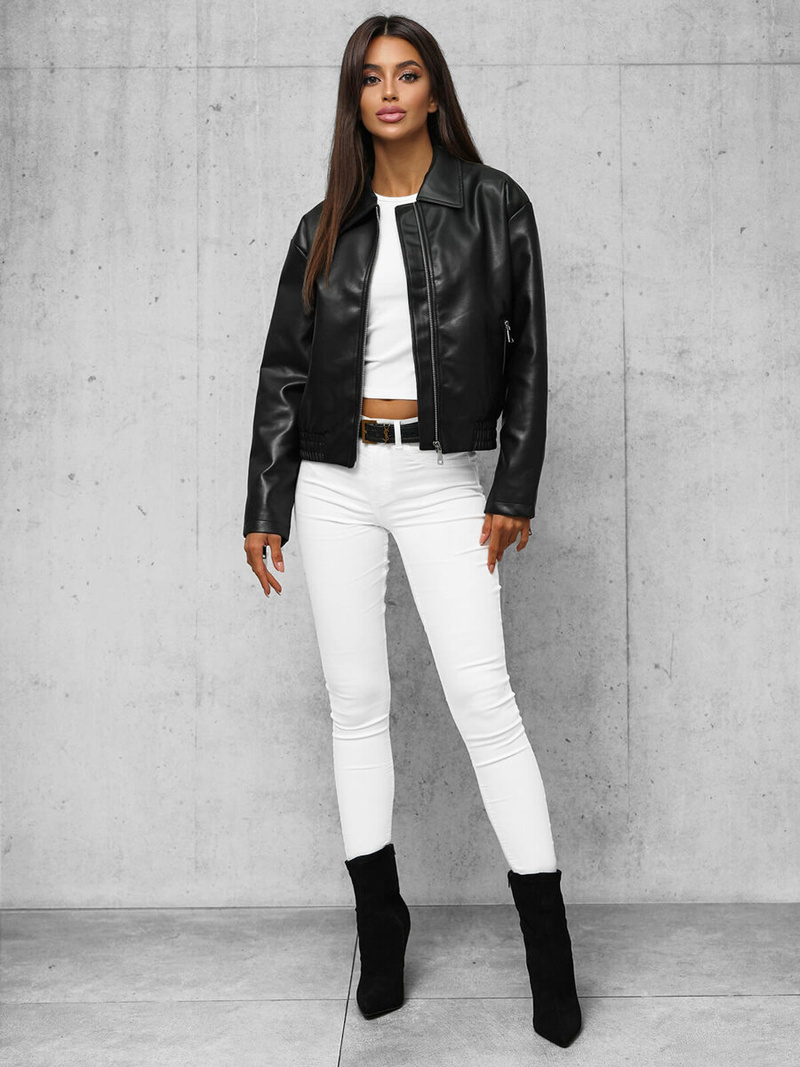 Ženska Kožna Jakna Crna OZONEE O/G116Z