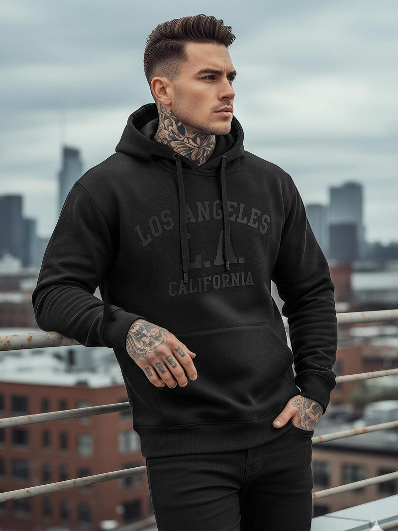 Muška dukserica s kapuljačom crna OZONEE JS/8B1972/3