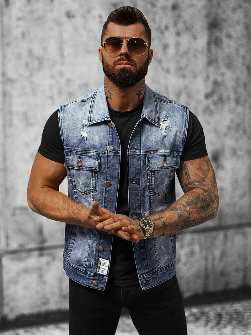 Muški traper prsluk plavi OZONEE NB/MJ539B