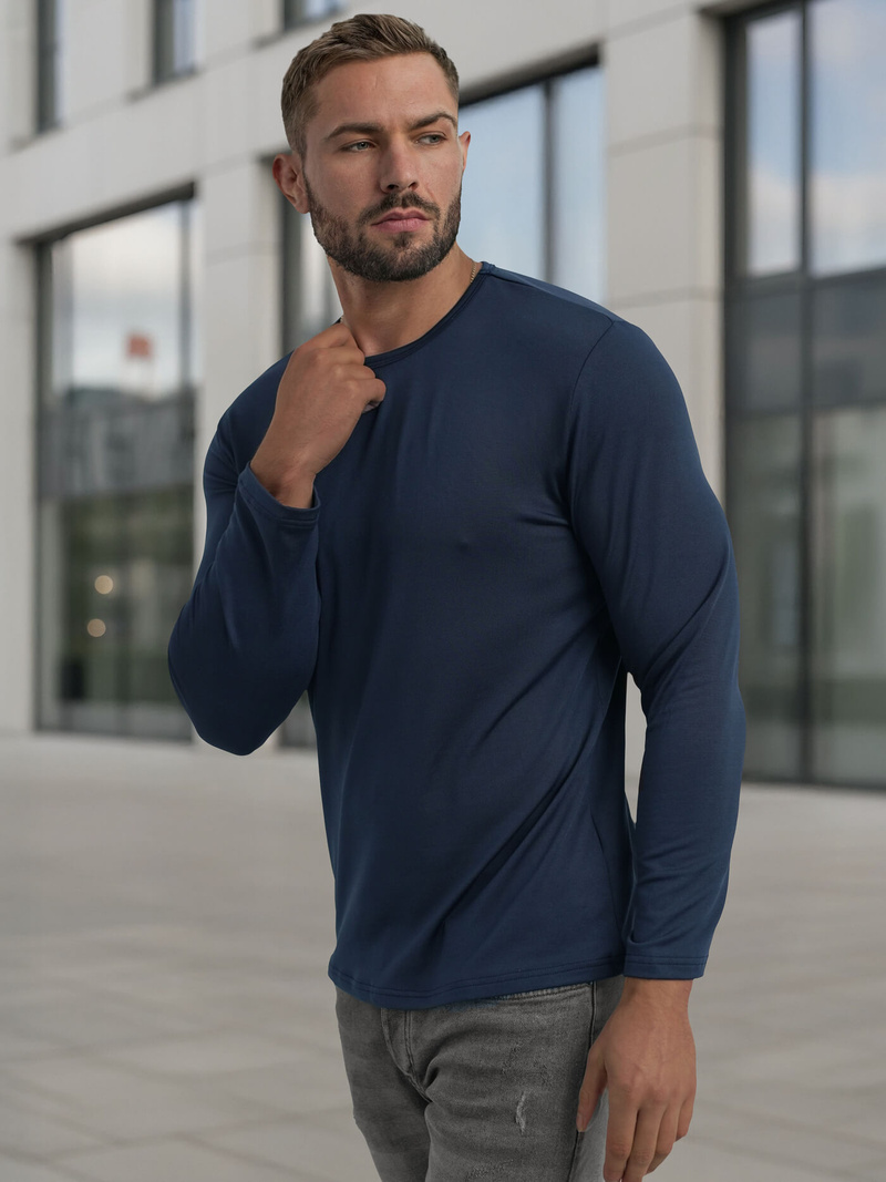 Muška majica dugi rukav modri OZONEE JS/DB71/5