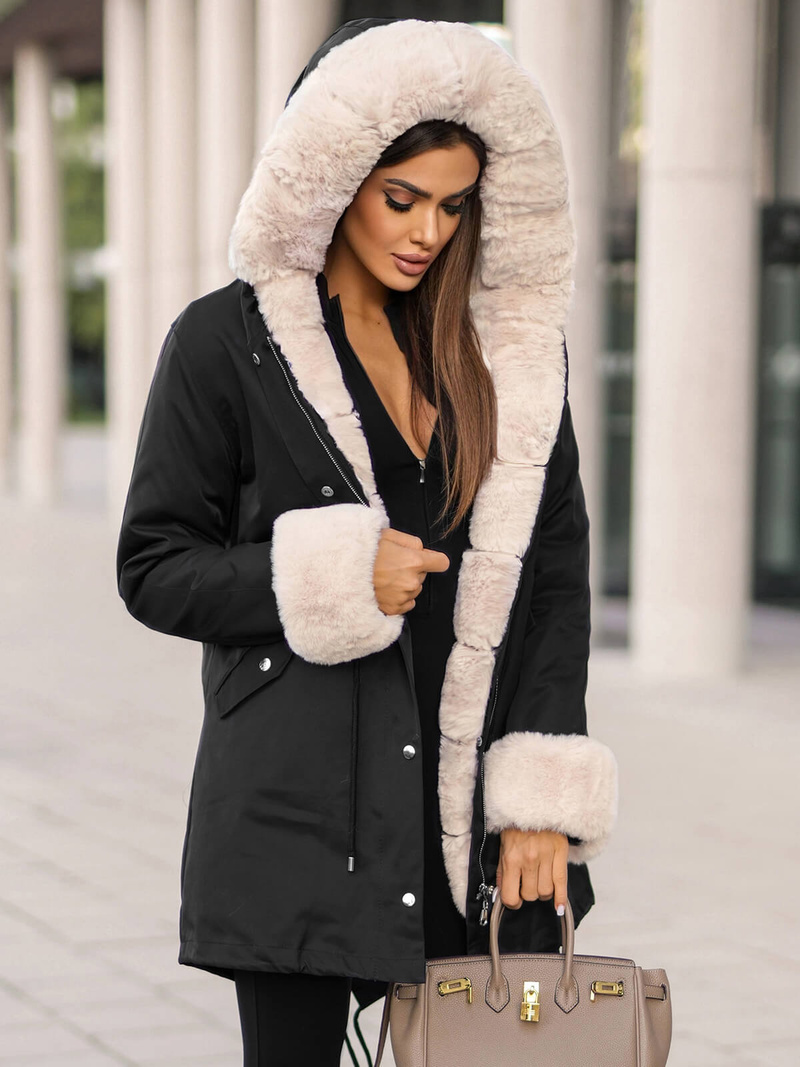 Ženska Zimska Jakna Crna OZONEE JS/M763/392Z